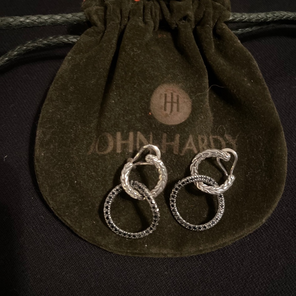 Classic Chain and Black Sapphire Interlocking earrings